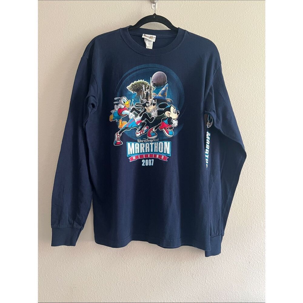 Vintage Disney World Marathon Weekend 2007 Long Sleeve Shirt Navy Blue M